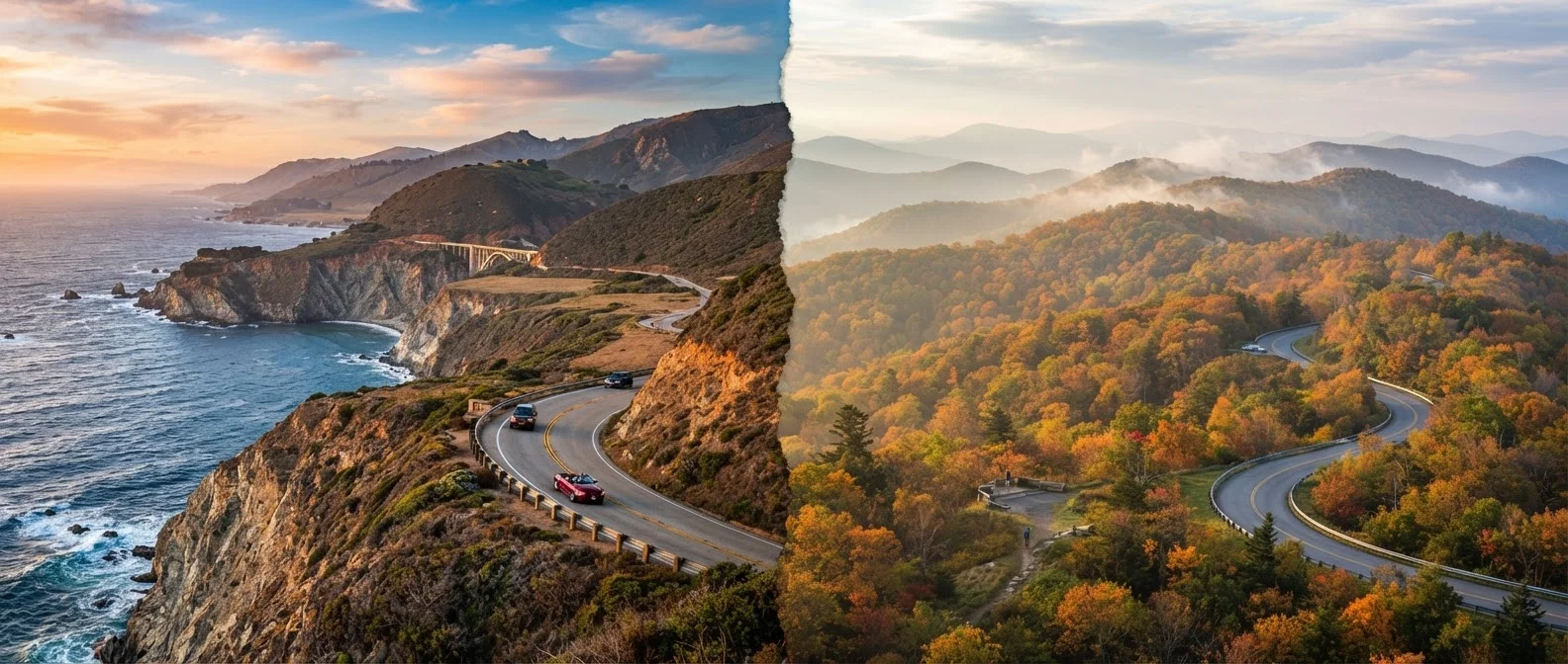 Pacific Coast Highway vs. Blue Ridge Parkway: Two Great American Road Trips Compared
